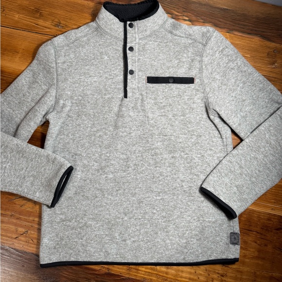 G.H. Bass & Co Mens Quarter Snap Fleece Sweater Heathered Gray/Green w/black S - Picture 11 of 16